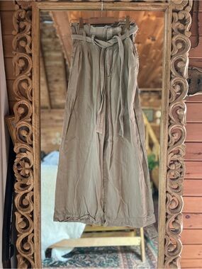 Anthropologie Tan Casual Paperbag Trousers